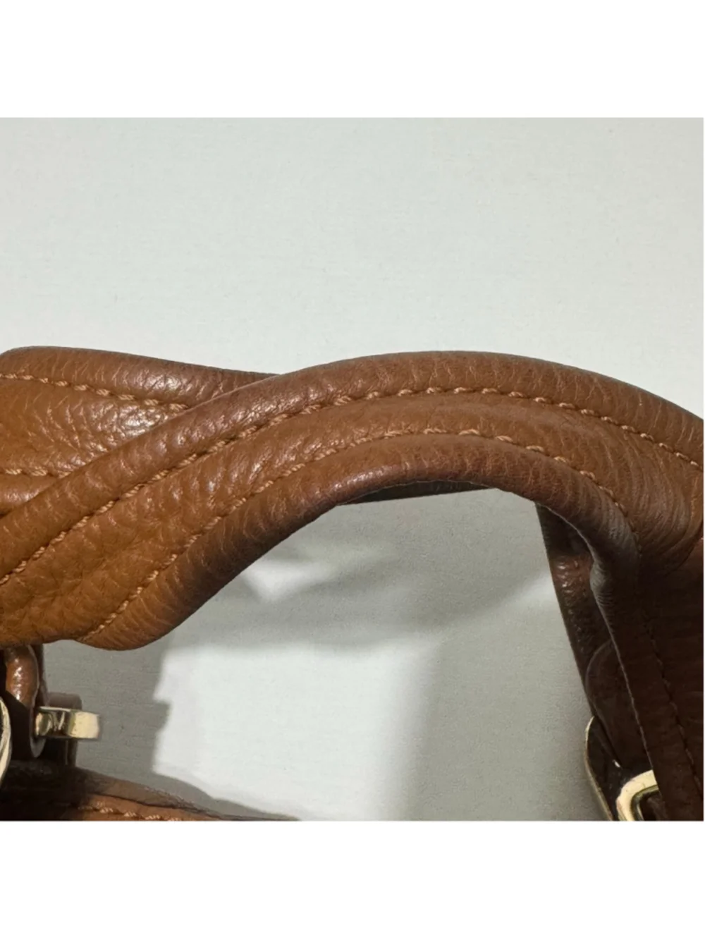 Michael Kors Brown Pebbled Leather Satchel Crossbody Bag Gold Hardware